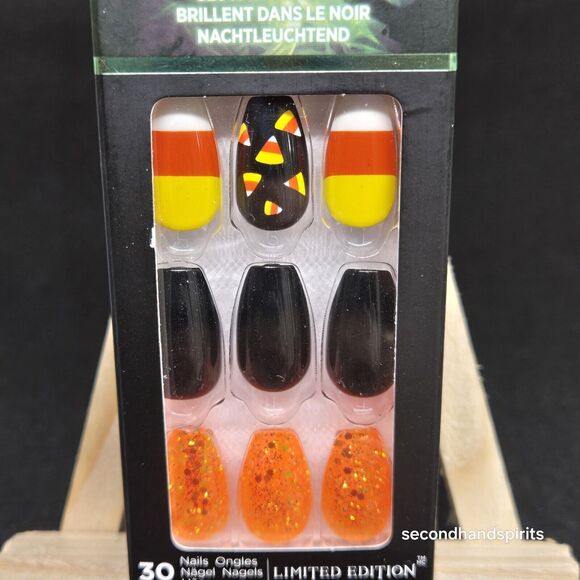 NEW Kiss Nails Impress Press On Manicure Medium Coffin Candy Corn Halloween - Picture 1 of 3